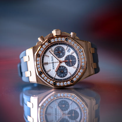 Audemars Piguet Royal Oak Offshore 37mm Rose Gold Diamond Bezel Silver Dial 26231OR.ZZ.D003CA.01