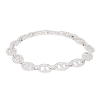 Bella 18k White Gold Diamond Link Bracelet