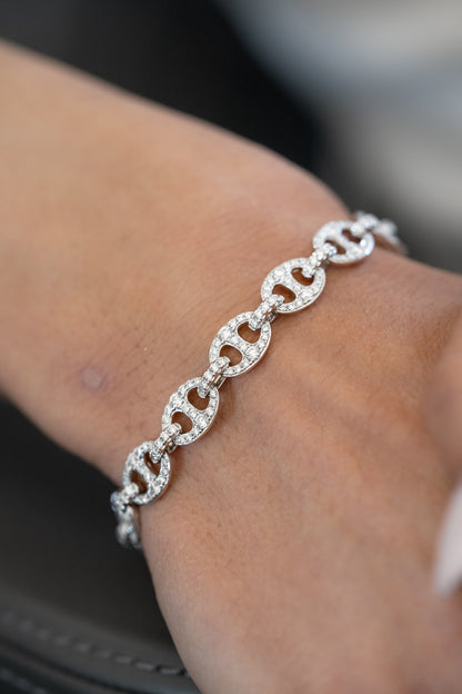 Bella 18k White Gold Diamond Link Bracelet