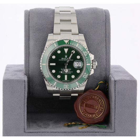 Rolex Submariner Stainless Steel Green Ceramic Bezel and Dial Hulk 116610LV