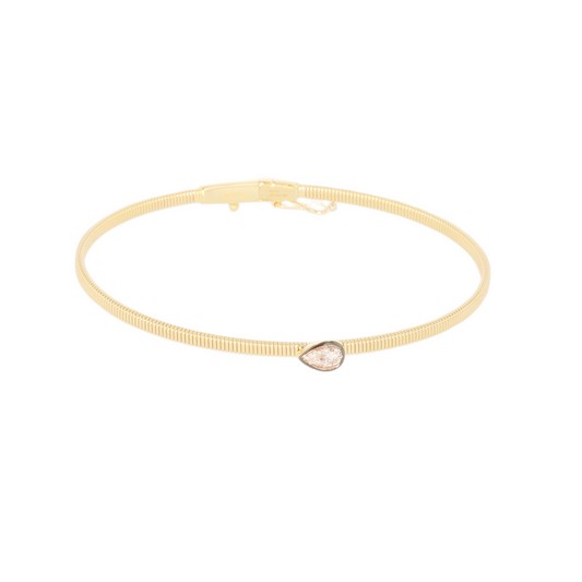 14k Yellow Gold Cuff Bracelet With Natural Diamonds