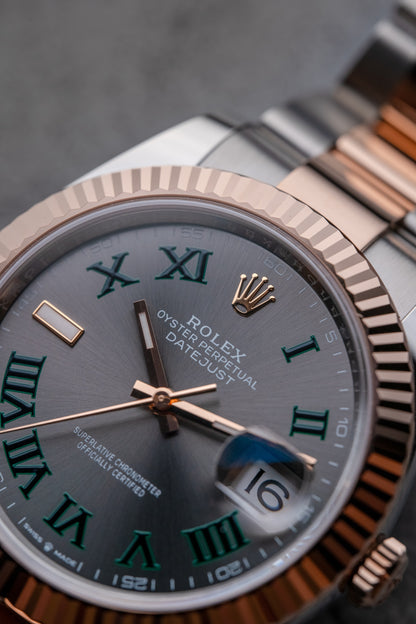 Rolex Datejust 41mm Everose and Stainless Steel Wimbledon Oyster 126331