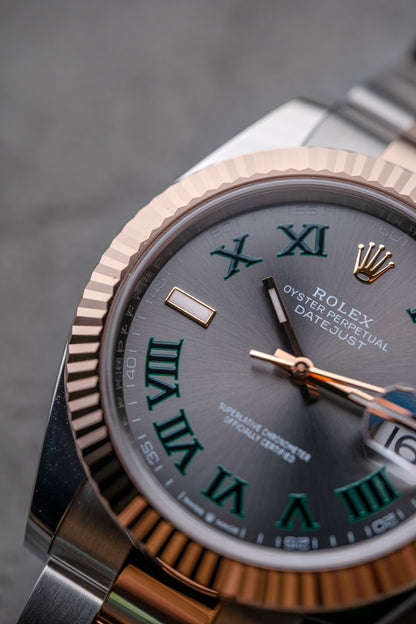 Rolex Datejust 41mm Everose and Stainless Steel Wimbledon Oyster 126331