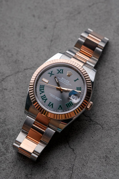 Rolex Datejust 41mm Everose and Stainless Steel Wimbledon Oyster 126331