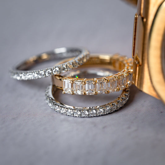 Emerald Cut Bezel Set Diamond Ring Rose Gold