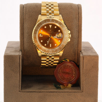 Rolex GMT Master II 18k Yellow Gold Jubilee Bracelet Bronze Dial 16718