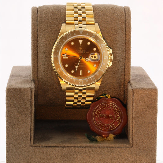 Rolex GMT Master II 18k Yellow Gold Jubilee Bracelet Bronze Dial 16718