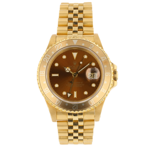 Rolex GMT Master II 18k Yellow Gold Jubilee Bracelet Bronze Dial 16718