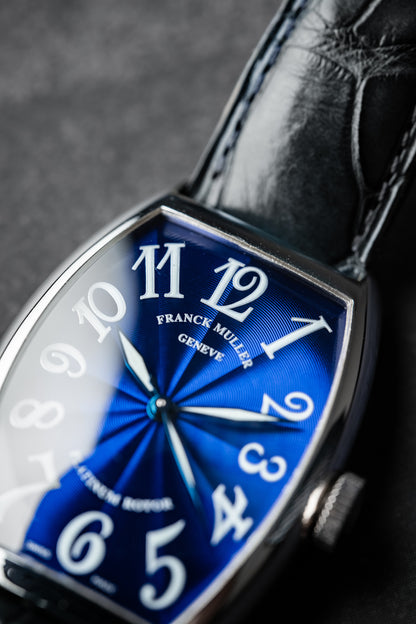 Franck Muller Tonneau Platinum Case Blue Guilloche Dial 5850SC