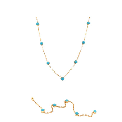 Yellow Gold and Turquoise Diamond Drop Necklace