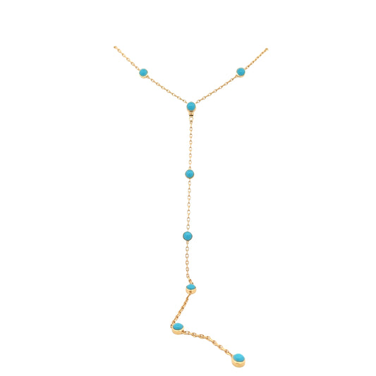 Yellow Gold and Turquoise Diamond Drop Necklace