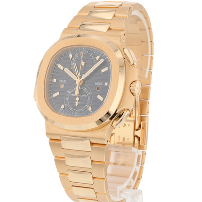Patek Philippe Nautilus Travel Time Rose Gold Blue Dial 5990/1R