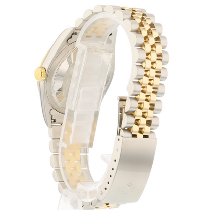 Rolex Datejust 36mm 18K Yellow Gold and Stainless White Diamond Dial Jubilee 16233