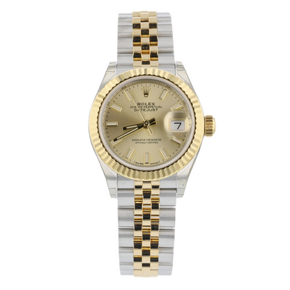 Rolex Datejust 28mm Yellow Gold and Stainless Jubilee Champagne Stick 279173