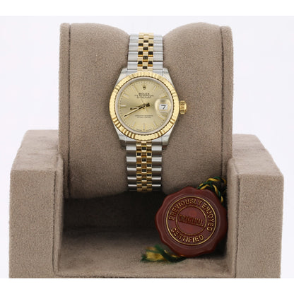 Rolex Datejust 28mm Yellow Gold and Stainless Jubilee Champagne Stick 279173