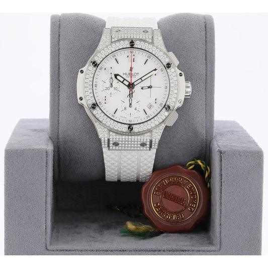 Hublot Big Bang 41mm Diamond Bezel and Case Stainless Steel White Dial 342.SE.230.RW.174