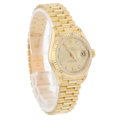 Rolex Datejust 26mm Yellow Gold President Diamond Dial 69178