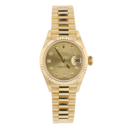 Rolex Datejust 26mm Yellow Gold President Diamond Dial 69178