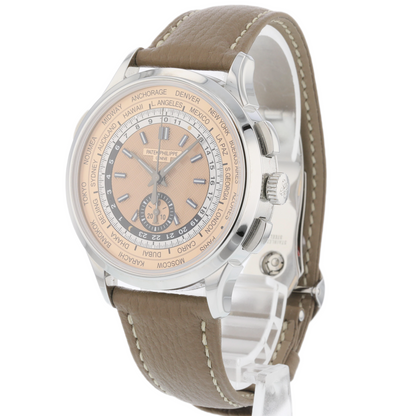 Patek Philippe World Time Flyback Chronograph Stainless Steel Rose Dial 5935a-001