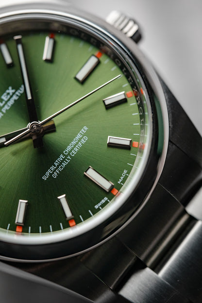 Rolex Oyster Perpetual 34mm Olive Green Dial 114200