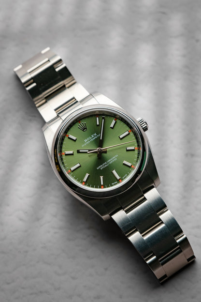 Rolex Oyster Perpetual 34mm Olive Green Dial 114200