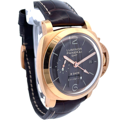 Panerai Luminor GMT 8 Days 44mm Rose Gold Brown Dial PAM00289