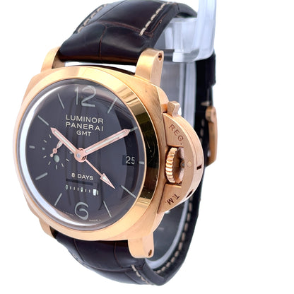 Panerai Luminor GMT 8 Days 44mm Rose Gold Brown Dial PAM00289