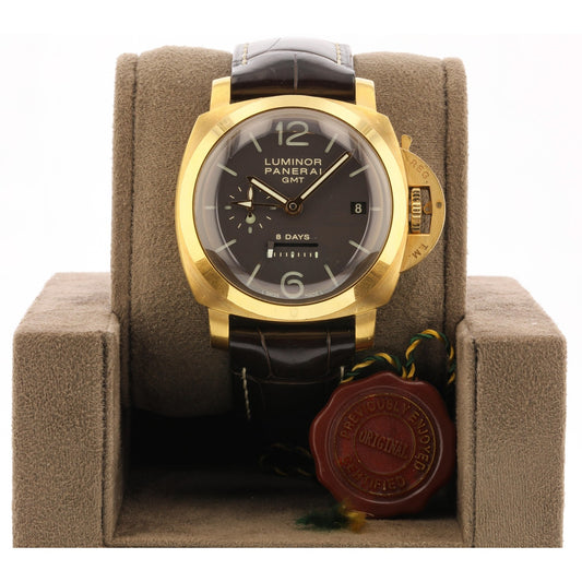 Panerai Luminor GMT 8 Days 44mm Rose Gold Brown Dial PAM00289