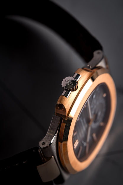 Patek Philippe Nautilus Rose Gold and Stainless Power Reserve Moon Dial 5712GR-001