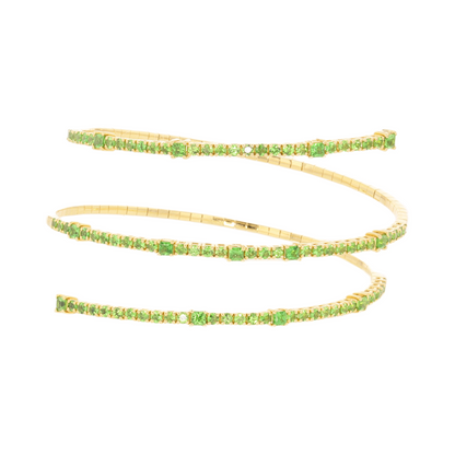 Tzavorite 18k Yellow Gold Flex Double Wrap Bracelet
