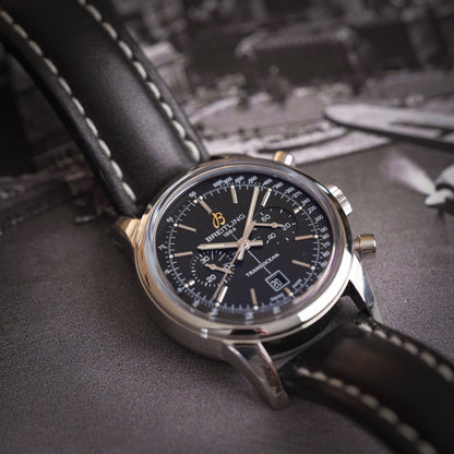 Breitling Transocean Chronograph 38 Stainless Steel Black Dial A4131012/BC02