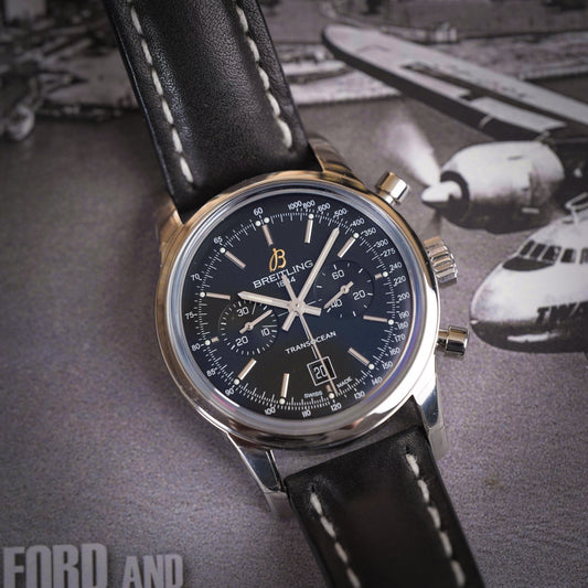 Breitling Transocean Chronograph 38 Stainless Steel Black Dial A4131012/BC02