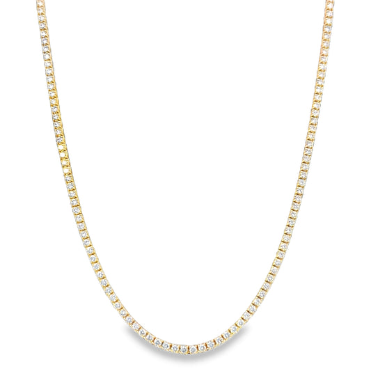 Tennis Necklace 18K Yellow Gold 17" Natural Diamonds 4.71ct