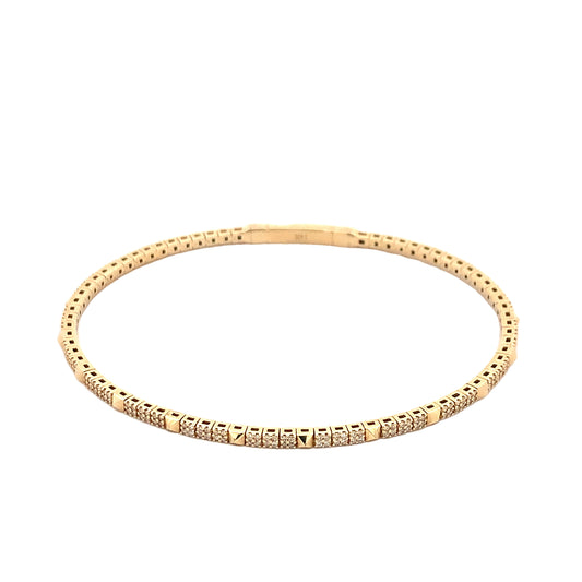 Pyramid Group of 6 Diamonds Oval Flexi 14k Yellow Gold Bracelet