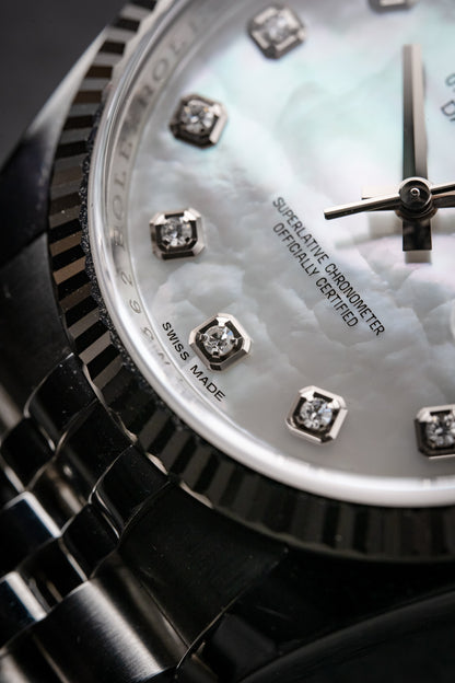 Rolex Datejust 36MM Stainless Steel Fluted Bezel Mother of Pearl Diamond Dial 116234