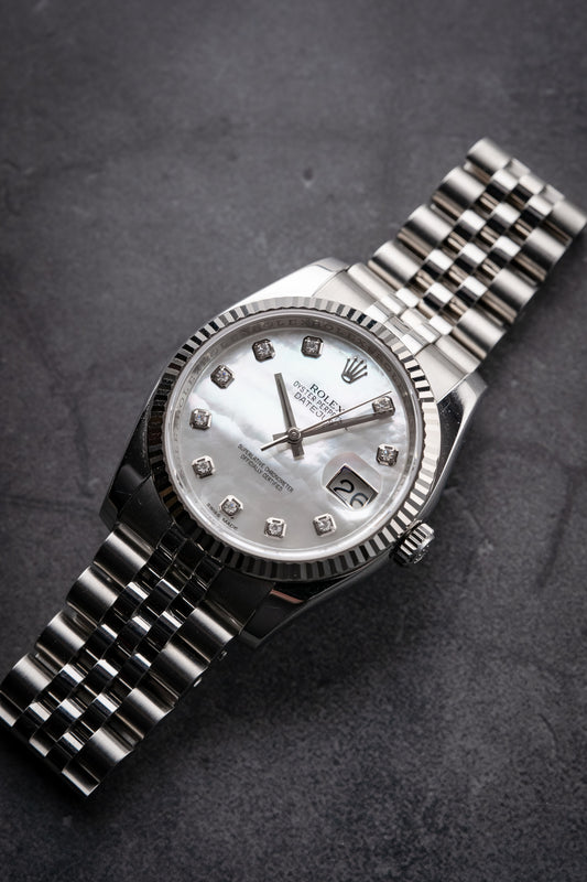 Rolex Datejust 36MM Stainless Steel Fluted Bezel Mother of Pearl Diamond Dial 116234