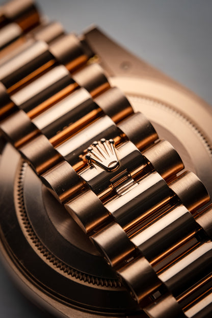 Rolex Day-Date 40mm Green Dial Everose Gold President Bracelet 228235