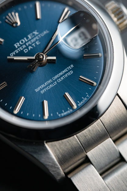 Rolex Datejust 26mm Smooth Bezel Blue Dial Oyster Bracelet 69160
