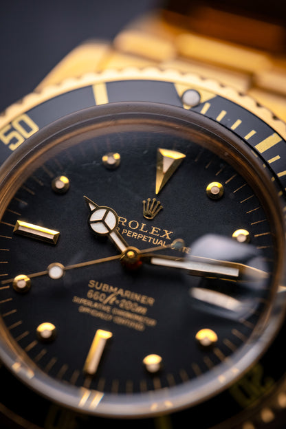 Rolex Submariner 1680 Black Nipple Dial 18K Yellow Gold