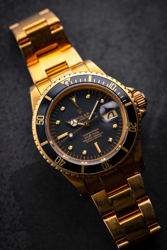 Rolex Submariner 1680 Black Nipple Dial 18K Yellow Gold
