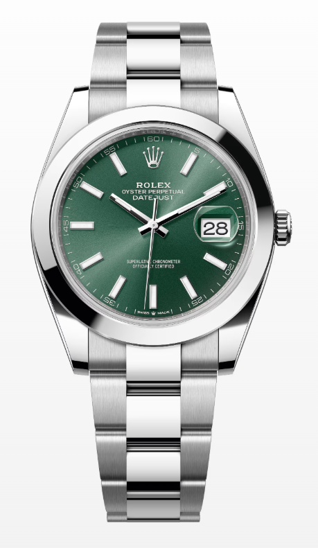 Rolex Datejust 41mm Smooth Bezel Green Dial 126300