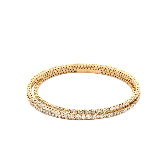Diamond Triple Wrap Flexible Bracelet Yellow Gold