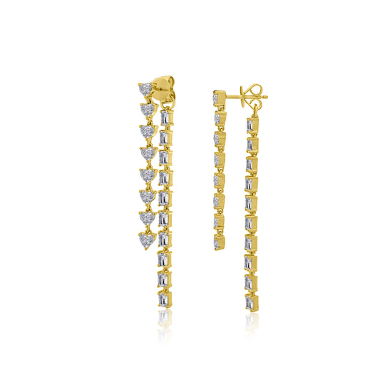 Diamond Double Drop Earrings Yellow Gold