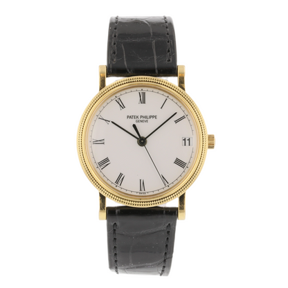 Patek Philippe Calatrava Hobnail Bezel 18k Yellow Gold 33mm White Dial 3802/200j-001