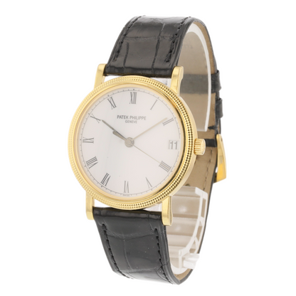 Patek Philippe Calatrava Hobnail Bezel 18k Yellow Gold 33mm White Dial 3802/200j-001