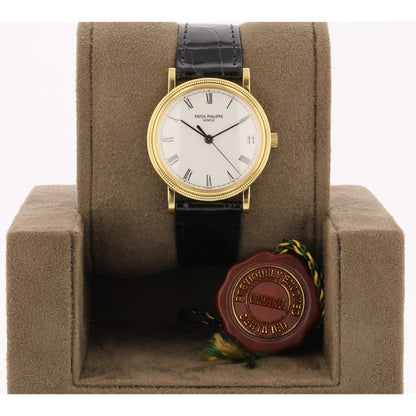 Patek Philippe Calatrava Hobnail Bezel 18k Yellow Gold 33mm White Dial 3802/200j-001