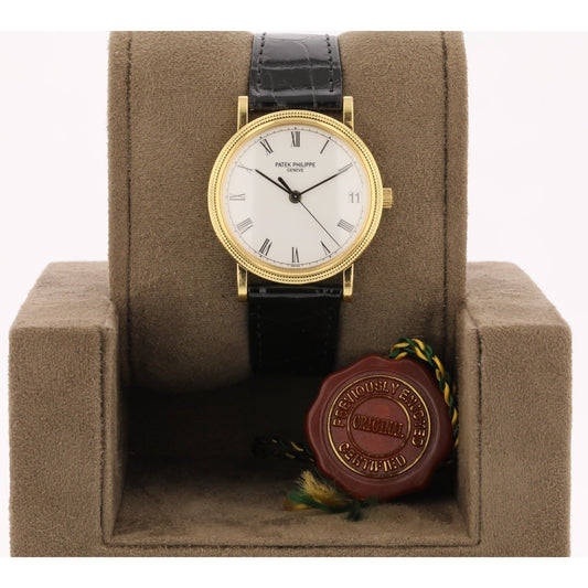 Patek Philippe Calatrava Hobnail Bezel 18k Yellow Gold 33mm White Dial 3802/200j-001
