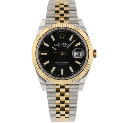 Rolex Datejust 41mm Stainless Steel 18k Yellow Gold Black Dial 126333
