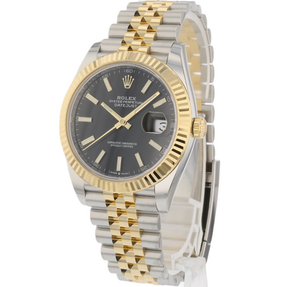 Rolex Datejust 41mm Stainless Steel 18k Yellow Gold Black Dial 126333