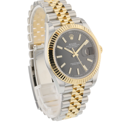 Rolex Datejust 41mm Stainless Steel 18k Yellow Gold Black Dial 126333